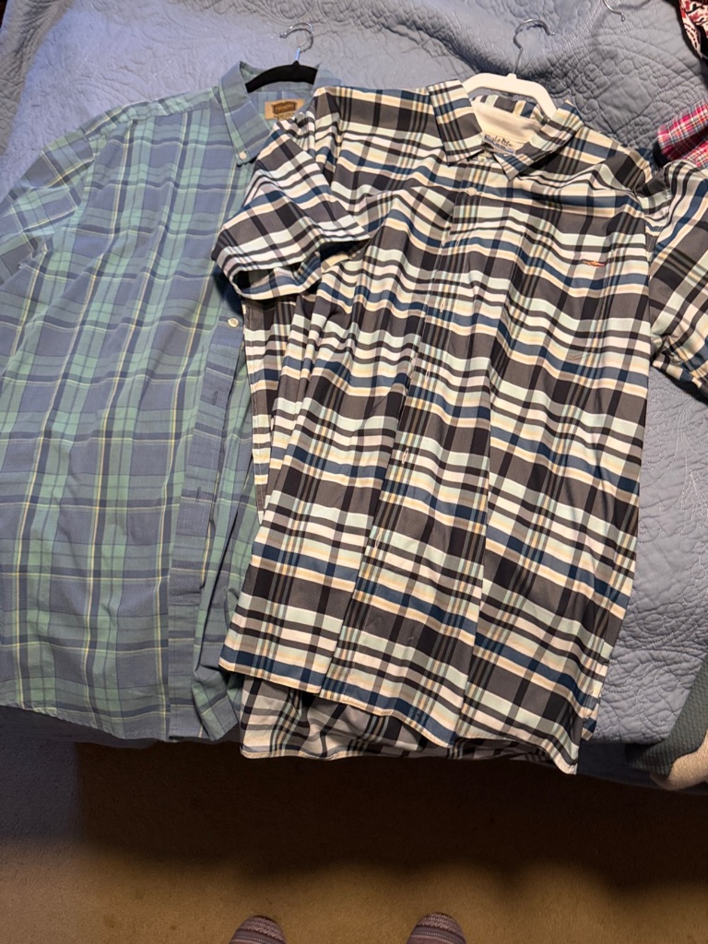 Salt Life and Foundry Men's Short Sleeve Plaid Button-Up Shirt - Blue & Navy